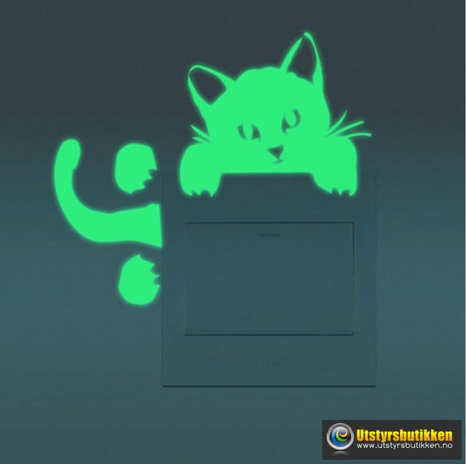 Hovedbilde Kitty - selvlysende bryter sticker